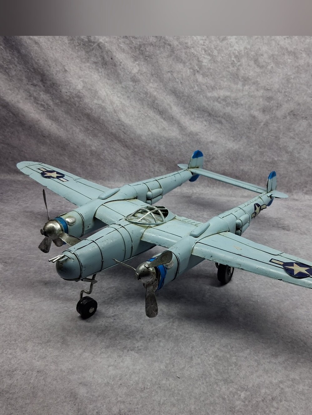 Reproduction Metal Model of Vintage P-38 Fighter 14"X18" - Decoration 14"X18"